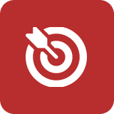 Group 70 Red target icon with dart in bullseye.