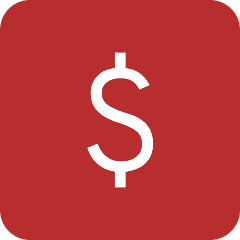 support-1 White dollar sign on red background.