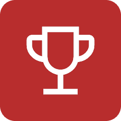 support-2 White trophy icon on red background.